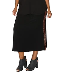 Coin 1804 Plus Sequin Side Contrast Fold Over Midi Skirts
