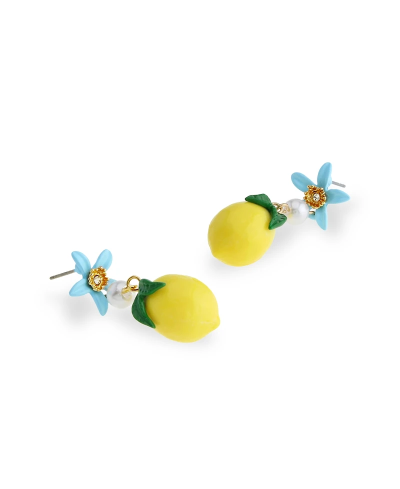 Betsey Johnson Faux Stone Girl Dinner Lemon Drop Earrings