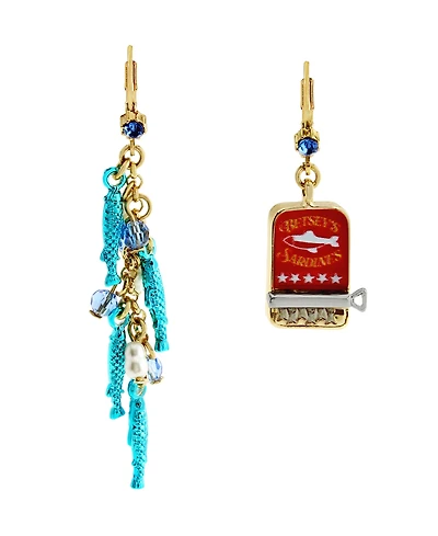 Betsey Johnson Faux Stone Girl Dinner Sardines Drop Earrings