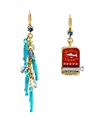 Betsey Johnson Faux Stone Girl Dinner Sardines Drop Earrings
