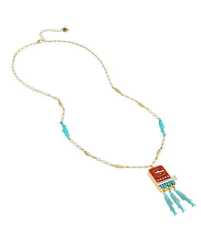 Betsey Johnson Faux Stone Girl Dinner Sardines Pendant Necklace
