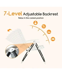 Gymax Set of 2 Outdoor Pp Folding Chair Adjustable Reclining 7-Level All-Weather Patio