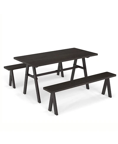 Sugift 3-Piece Outdoor Picnic Table and Bench Set for 6 People
