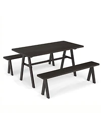 Sugift 3-Piece Outdoor Picnic Table and Bench Set for 6 People