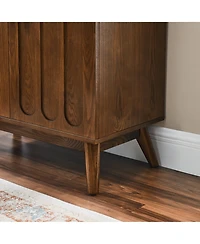 Clihome Modern Fluted Sideboard Cabinet with Adjustable Shelves & Solid Wood Legs, Buffet Cabinet with Storage