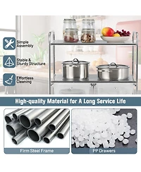 Gouun 4-Drawer Rolling Storage Cart with 2-Tier Open Shelves