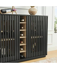 Streamdale Furniture Mid-Century Fluted Liquor Cabinet and Wine Storage