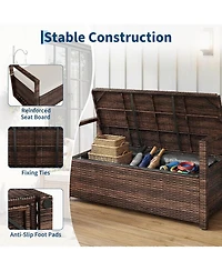 gaomon All-Weather Pe Rattan Outdoor Storage Bench with Seat