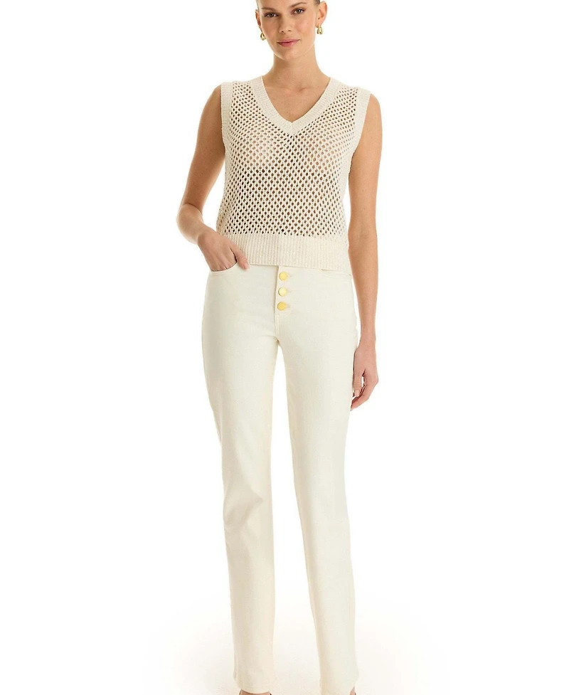 The Noli Shop Women's Addison Sequin Crochet Top - Pearl