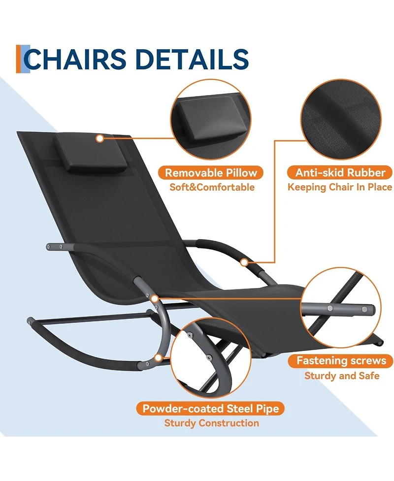 gaomon Outdoor Lounge Chair, Adjustable Patio Chaise Lounge with Pillow 2 Pcs,All-Weather Steel Frame and Breathable Mesh,Pool Lounge Chairs for Patio