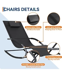gaomon Outdoor Lounge Chair, Adjustable Patio Chaise Lounge with Pillow 2 Pcs,All-Weather Steel Frame and Breathable Mesh,Pool Lounge Chairs for Patio