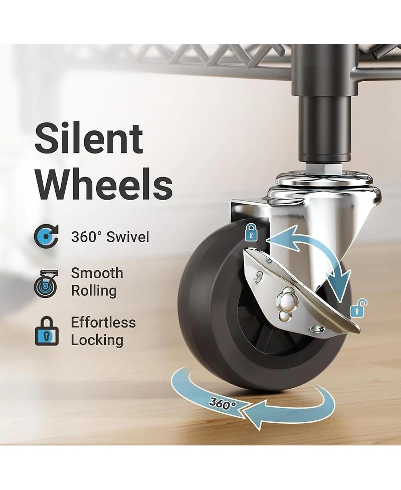 Streamdale Furniture Heavy Duty 5 Tier Wire Shelving Unit with Wheels and Feet