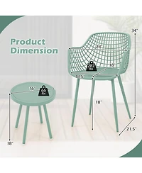 Sugift 3 Piece Patio Chair Set with Pp Seat and Tabletop for Porch