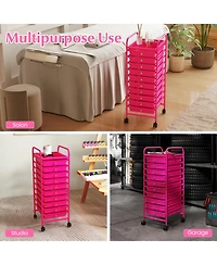 Gouun 10-Drawer Narrow Rolling Organizer Cart with Universal Casters