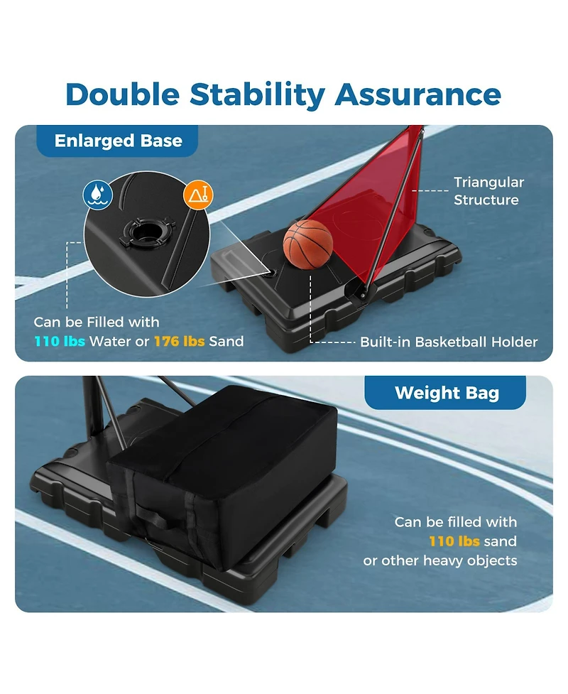 Kuyotq 4.9-10 Feet Adjustable Basketball Hoop with Shatterproof Backboard