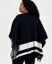 Jm Collection Plus Short-Sleeve Colorblock Open-Front Cardigan, Macy's Exclusive