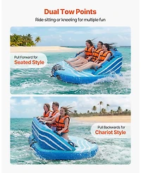 Mecale 3-Rider Towable Tube for Boating 510 lbs Dual Tow Points