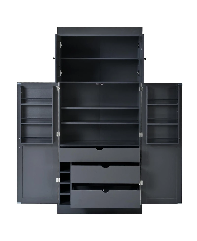 Streamdale Furniture Tall Shaker Kitchen Pantry Cabinet with Storage and Wine Racks