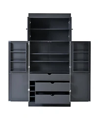 Streamdale Furniture Tall Shaker Kitchen Pantry Cabinet with Storage and Wine Racks