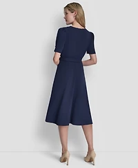 Dkny Women's Short-Sleeve Crewneck Belted Dress