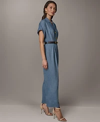 Donna Karan New York Women's Collared V-Neck Short-Sleeve Jumpsuit