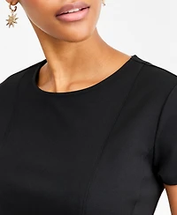 On 34th Women's Princess Seam Short-Sleeve Ponte Top, Macy's Exclusive