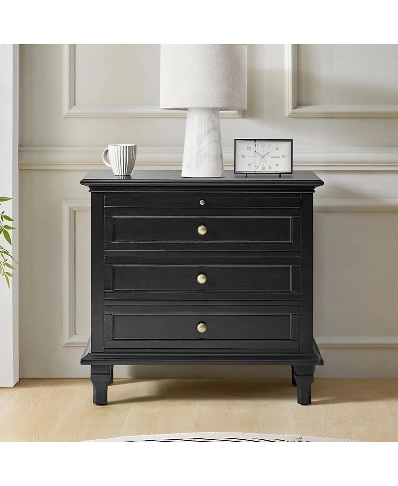Hulala Home Arthelia Traditional 28.37''W 3-Drawer End Table with Charging Station