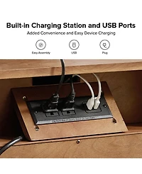 Hulala Home Arthelia Traditional 28.37''W 3-Drawer End Table with Charging Station