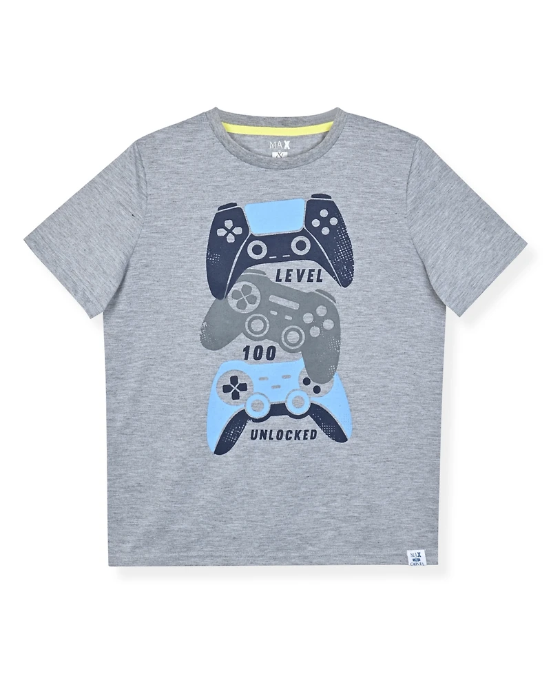 Max & Olivia Boys' 6-18 Short Sleeve T-Shirt with Woven Gaming Shorts, 2-Piece Set