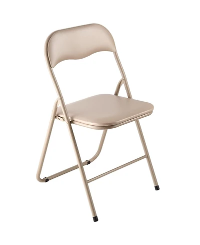 Gouun Padded Folding Chairs Pack of 4 with Faux Leather Cushion and Metal Frame, 350 lb Each