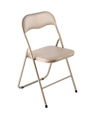 Gouun Padded Folding Chairs Pack of 4 with Faux Leather Cushion and Metal Frame, 350 lb Each
