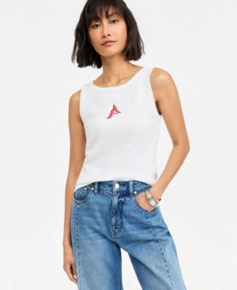 On 34th Womens Embroidered Chili Pepper Ribbed Tank Macys Exclusive