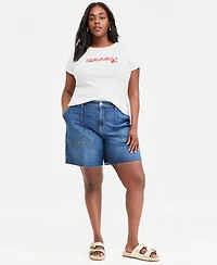 On 34th Trendy Plus Denim Utility Shorts, Macy's Exclusive