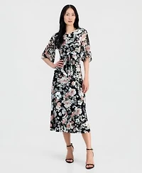 Kasper Womens Mixed Media Tie Front Top Pull On Skirt