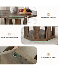 Tribesigns Small Round Dining Table for 2-4 People, 31.5-Inch Farmhouse Wooden Circle Kitchen Table