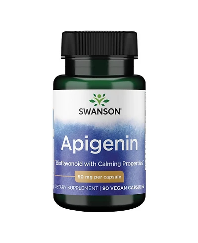 Swanson Apigenin Supplement, 50mg Capsules (90 Count), Helps Promote Sleep, Stress Relief and Overall Men's Health