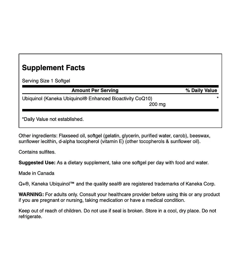 Swanson Maximum Strength Ubiquinol 200 Milligrams 30 Sgels