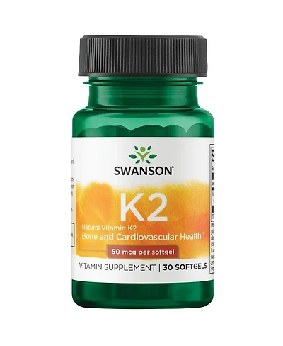 Swanson Natural Vitamin K2 (Menaquinone7 from Natto) 50 mcg 30 Sgels