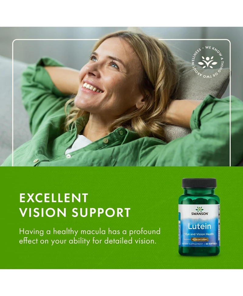 Swanson Lutein Eye Vision Retina Macula Health Supplement 40 mg 60 Softgels Sgels