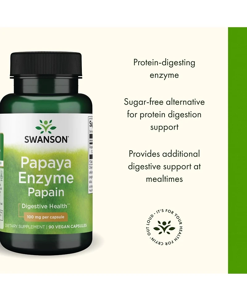 Swanson Papain Papaya Enzyme 100 Milligrams 90 Veg Capsules