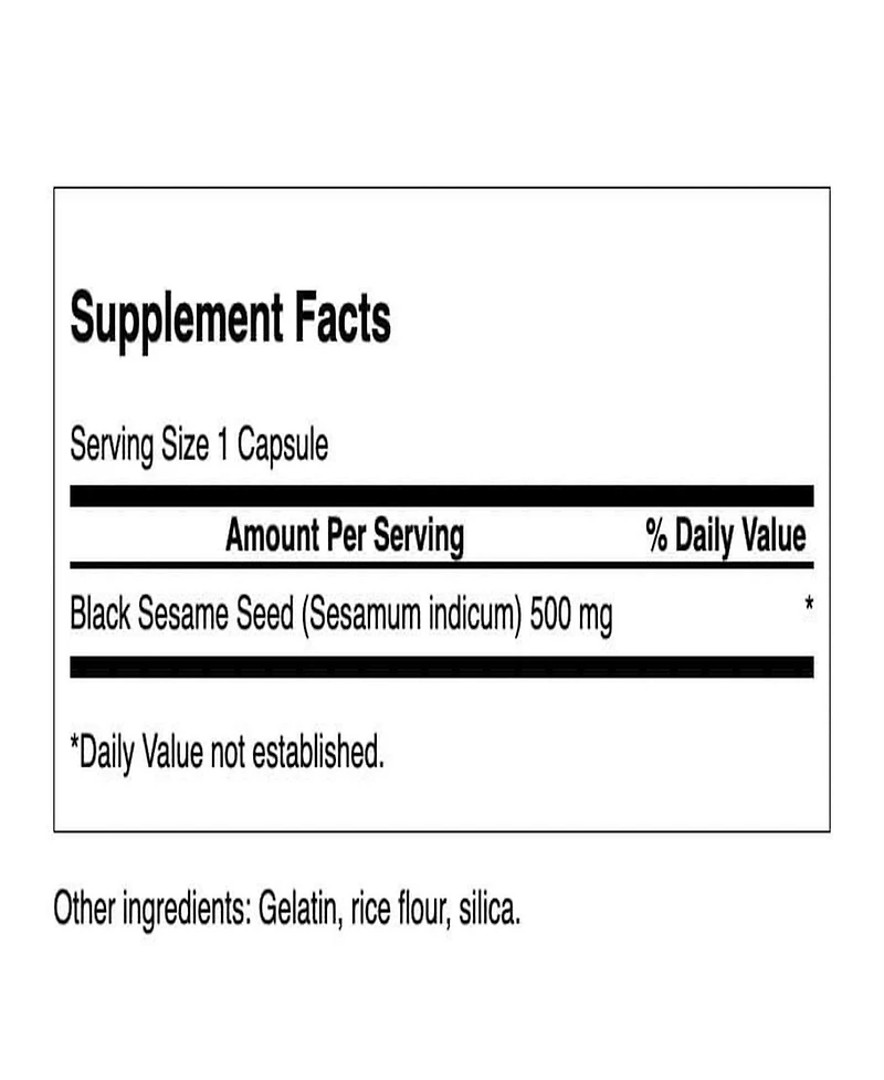 Swanson Full Spectrum Black Sesame Seed 500 Milligrams 60 Capsules
