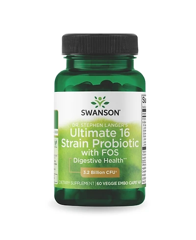 Swanson Dr. Stephen Langer's Formula Probiotic w/ Fos Prebiotic, 16 Strains, Digestive Support, 3.2 Billion Cfu per Capsule, 60 Veggie Capsules