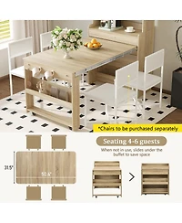 Streamdale Furniture Multifunctional Buffet Hutch with Foldable Dining Table