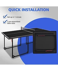Rainsken 6FT Compact Foldable Ping Pong Table, All-in-One Table Tennis Set with Net, 2 Paddles and 3 Balls for Family Games