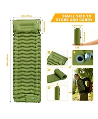 Gnuadz Camping Sleeping Pad Ultralight Inflatable Mat with Pillow Foot Pump Camping Outdoor Recreation Gear