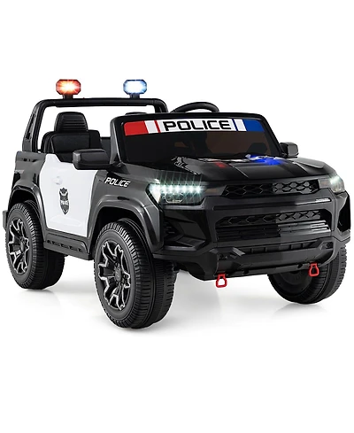Slickblue Kids 24V Police Ride-On Car, 2-Seater 4WD with Megaphone and Led Lights