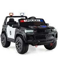 Slickblue Kids 24V Police Ride-On Car, 2-Seater 4WD with Megaphone and Led Lights