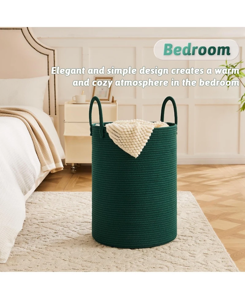 Gnuadz Woven Cotton Rope Hamper for Clothes Storage
