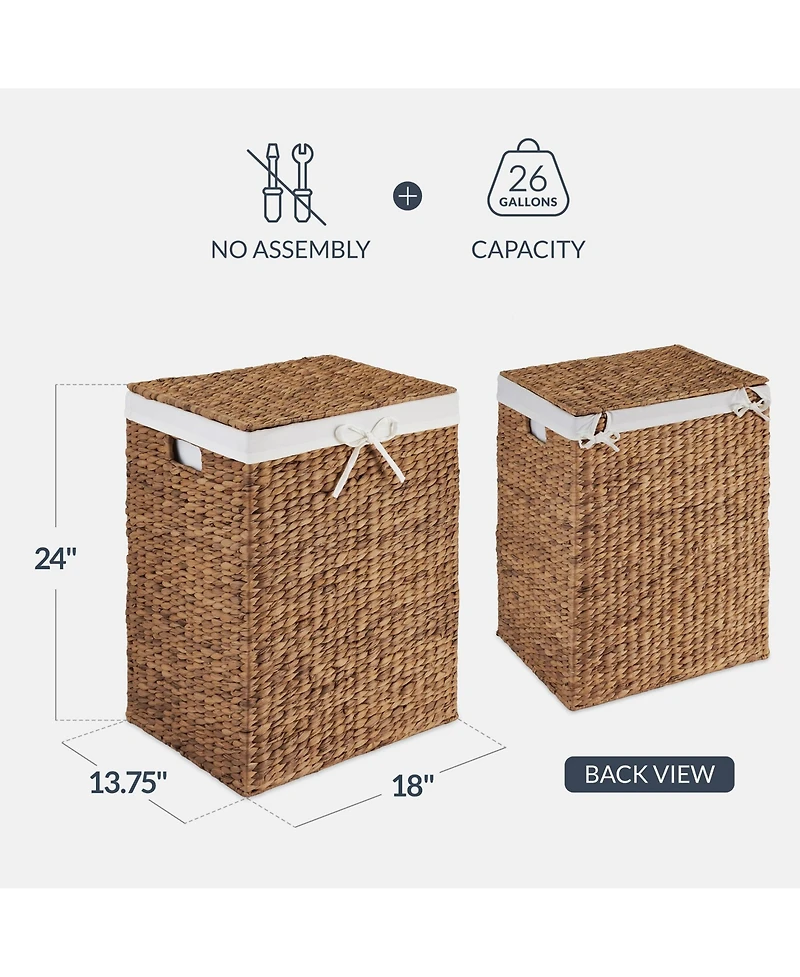 Best Choice Products Laundry Hamper w/ Lid, Handwoven Basket, Removable Liner and Built-in Handles