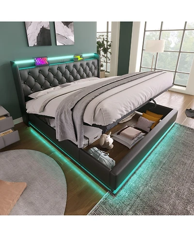 Lucky One Upholstered bed, 360 surround Led function, Buttons/Apps/Remote Control
